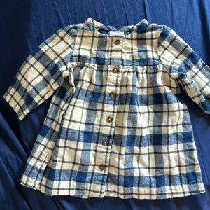Hanna Anderson Blue and white plaid flannel baby dress